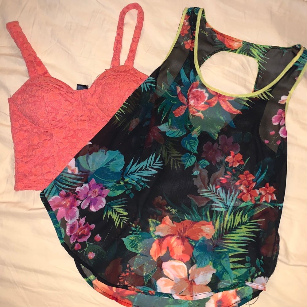 Crop top + mesh top combo
